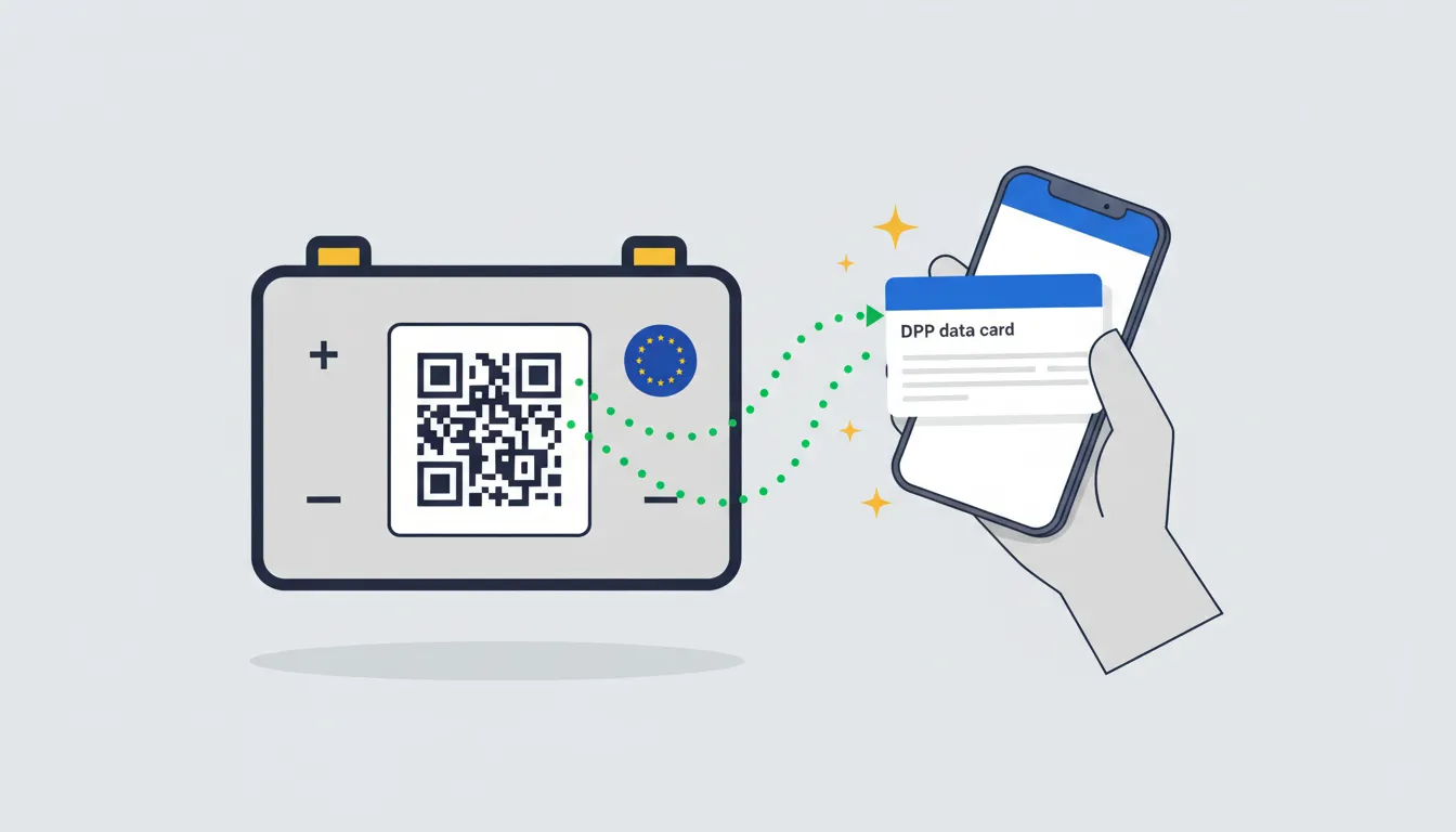 QR code on a battery pack being scanned by smartphone