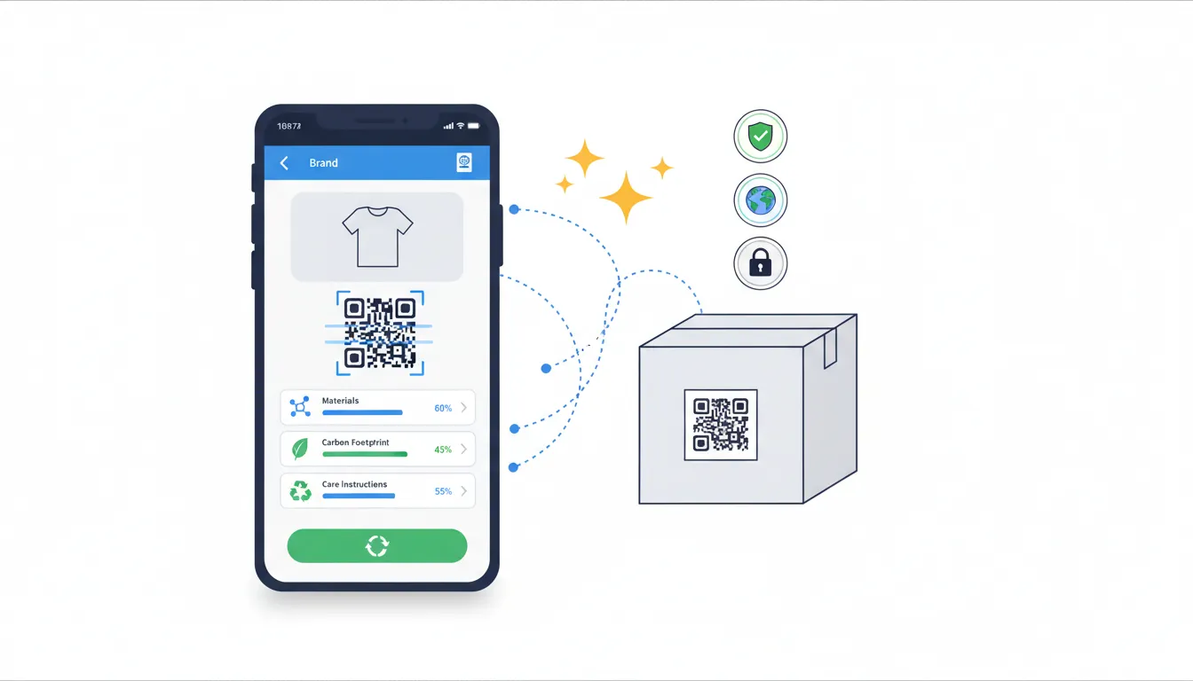 Smartphone displaying Digital Product Passport with sustainability data