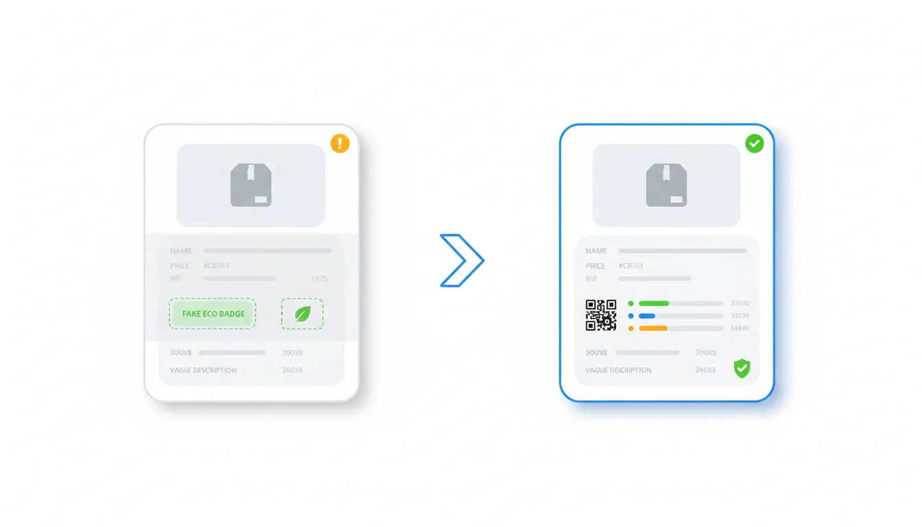 Before and after: vague sustainability vs verified DPP metrics