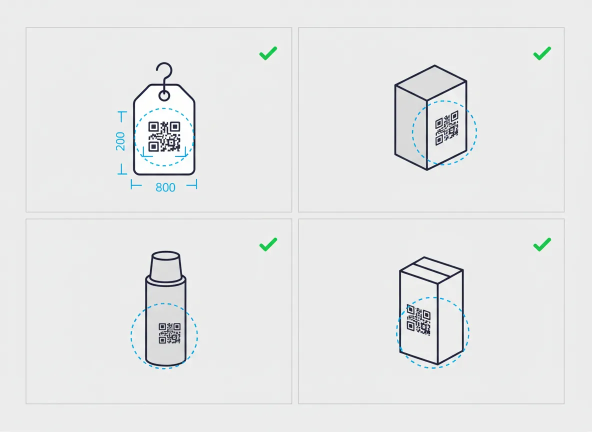 QR code placement guide for different product types